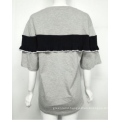 Grey mid-sleeve ruffle design leisure wear t-shirt